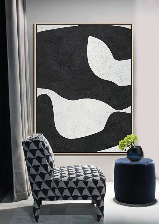 Wall Art Painting,Black And White Minimal Painting On Canvas - Oversized Canvas Art